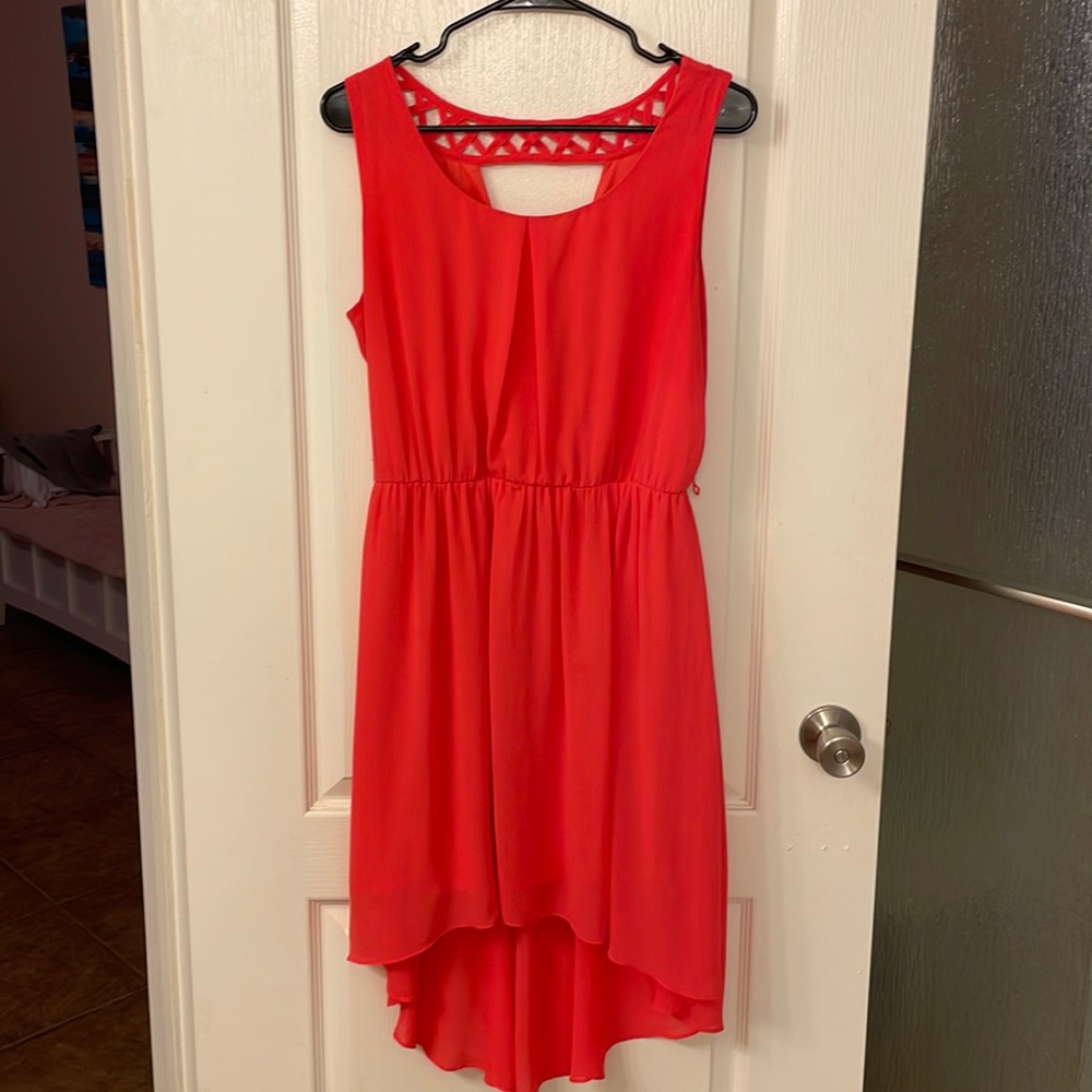 Coral dress. Fun and lightweight material.  Has liner.